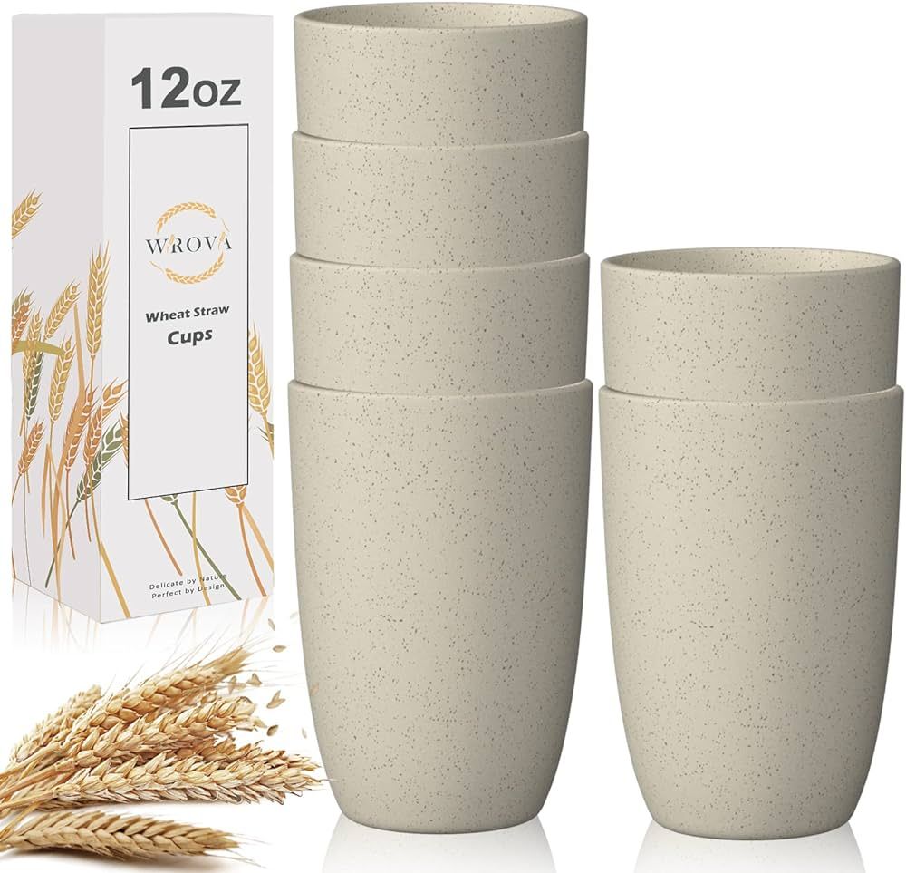 Wheat Straw Cups 6 PCS Good Alternative to Plastic Reusable Cups 12 oz Unbreakable Drinking Cup R... | Amazon (US)
