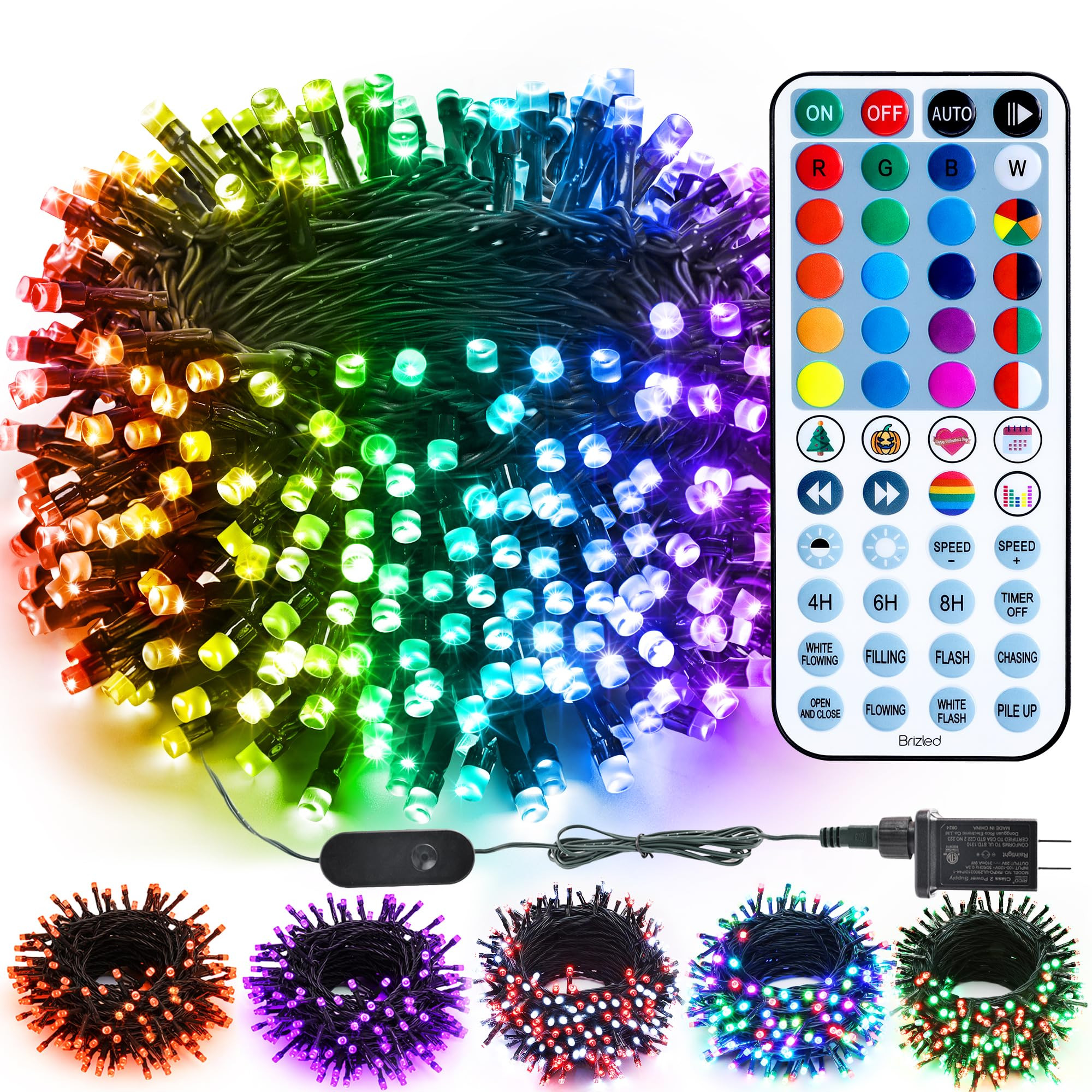 Brizled Color Changing String Lights 98FT 300 LED RGB Christmas Lights Dimmable Multifunctional C... | Amazon (US)