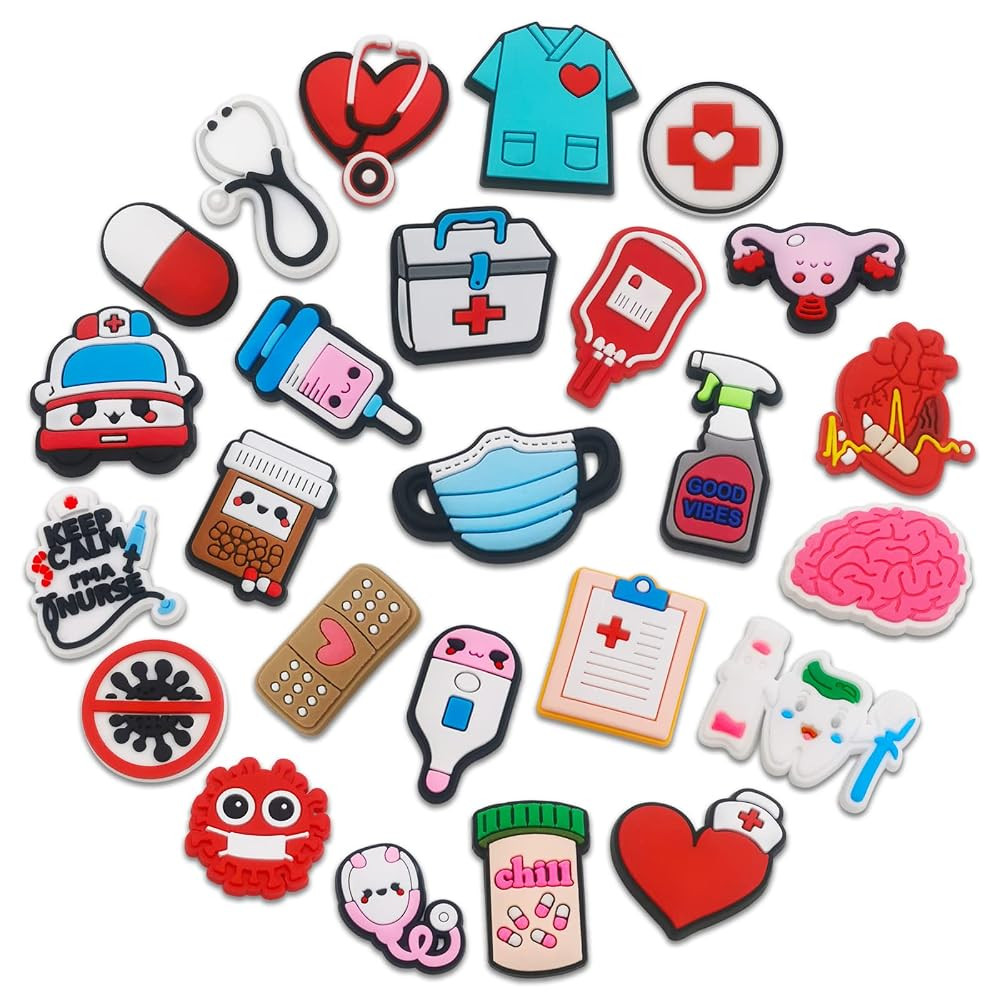 25 | 50PCS Medical Shoes Decoration Charms fits for Clog Sandals, PVC Nurse Stethoscope Shoe Deco... | Amazon (US)