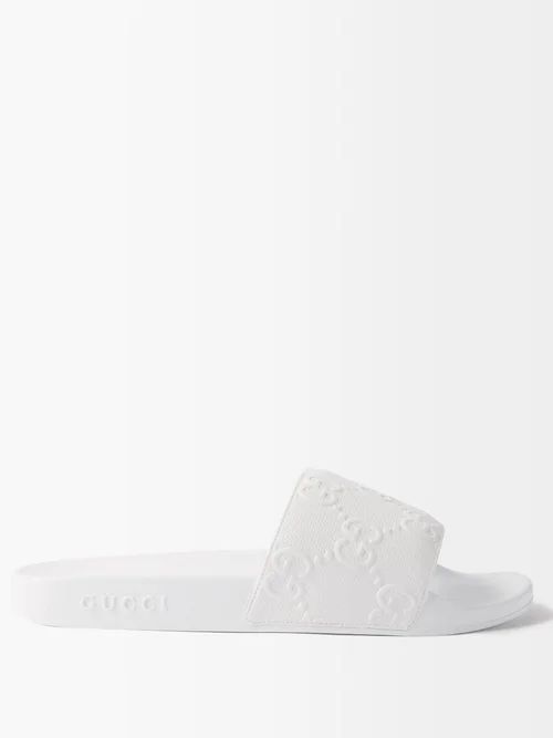 Gucci - GG-embossed Rubber Slides - Mens - White | Matches (US)
