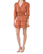 V-Neck Smocked Waist Tiered Ruffle Dress | TJ Maxx