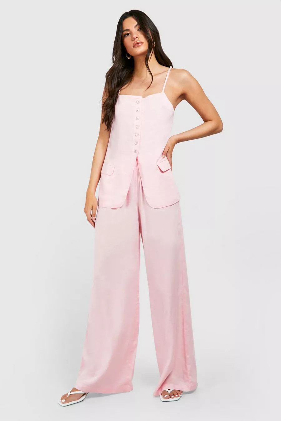 Linen Look Wide Leg Trouser | Boohoo.com (NL)