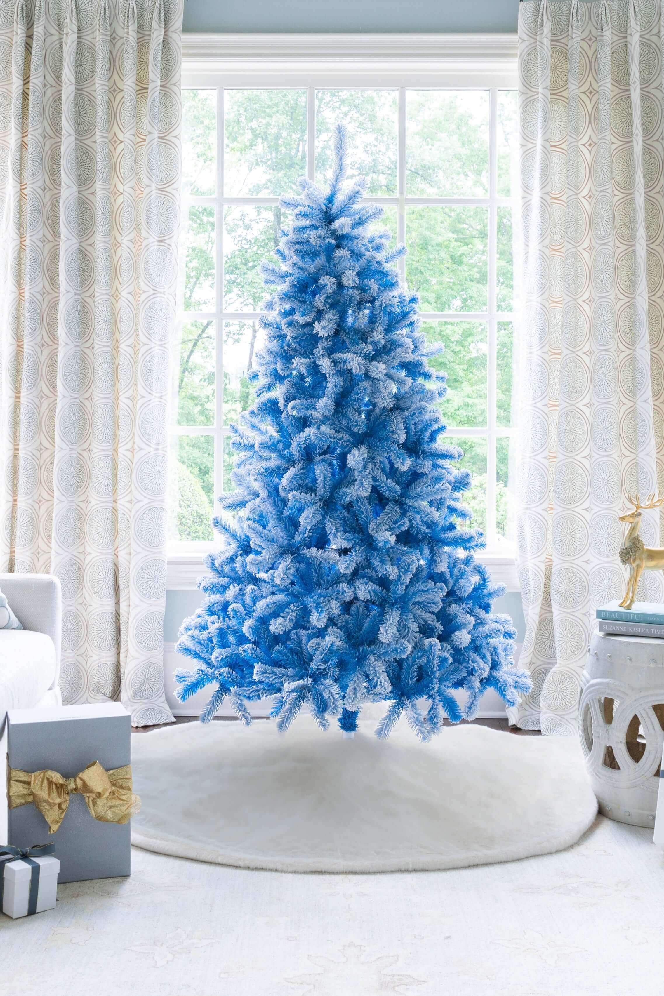 6.5 Foot Blue flock Tree LED Lights | King of Christmas