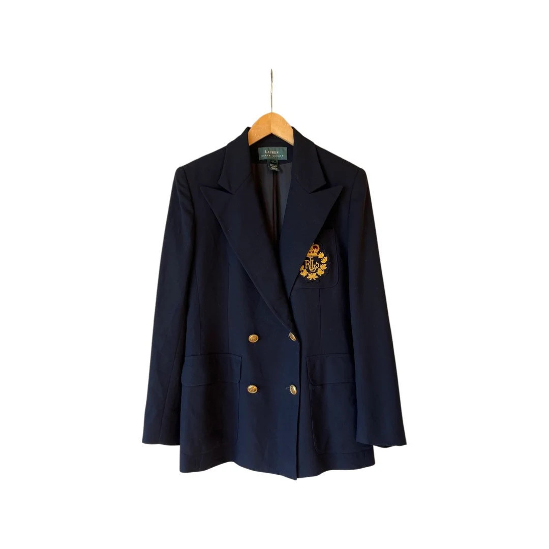 Vintage 90s Lauren Ralph Lauren Gold Crown Crested Navy Blue - Etsy | Etsy (US)