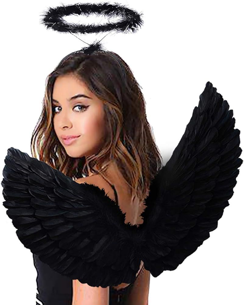 Angel Wings and Halo Adult White Angel Wings for Kids Halloween Christmas | Amazon (US)