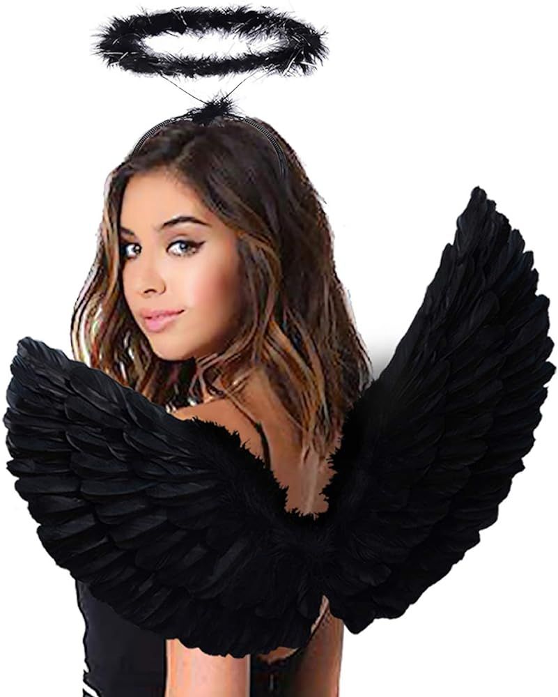 Angel Wings and Halo Adult White Angel Wings for Kids Halloween Christmas | Amazon (US)