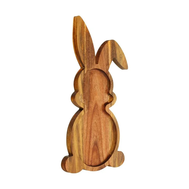 Moocorvic Wooden Easter Bunny Shape Candy Tray Tabletop Decorative Salad Plates for Dinner Desser... | Walmart (US)