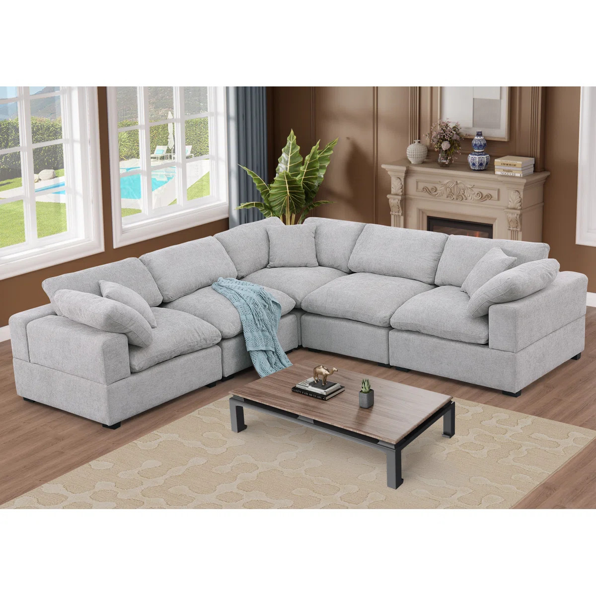 Wartow 6-Piece Upholstered Corner Sectional with Reversible Ottoman | Wayfair North America
