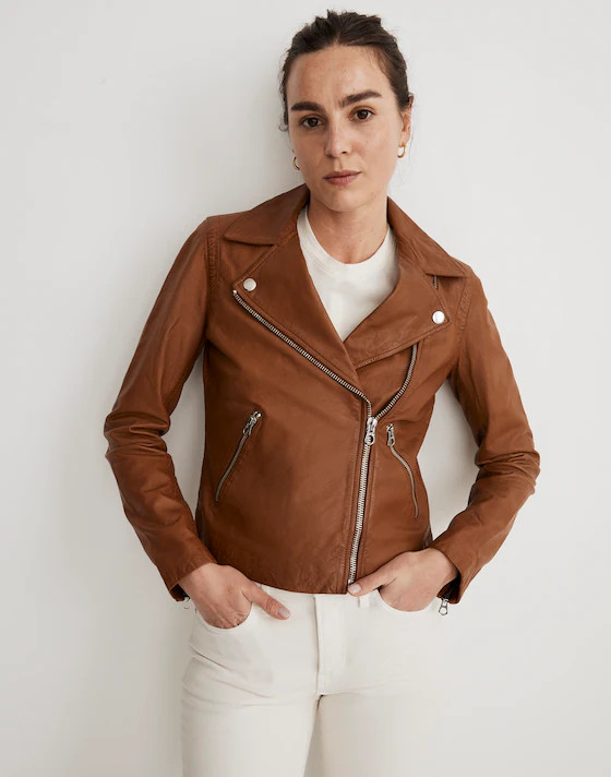 The Washed Leather Motorcycle Jacket | Madewell | Madewell