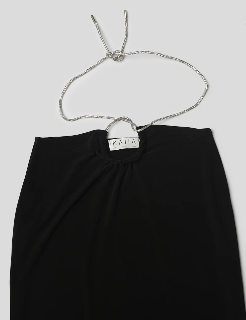 CROSS FRONT DIAMANTE ROPE MIDAXI SKIRT BLACK | Public Desire