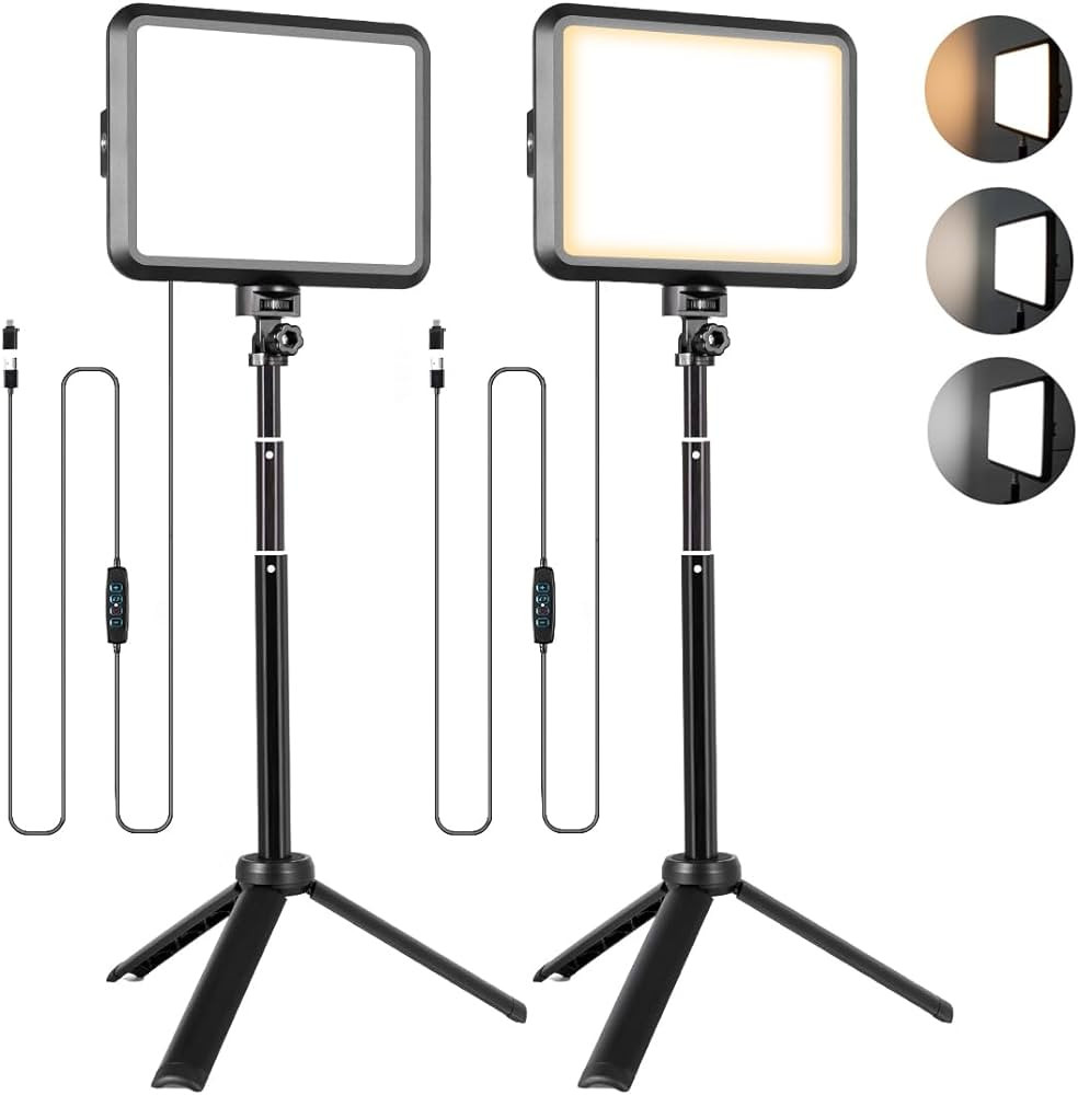 NiceVeedi LED Photography Lighting Kit, 2-Pack 8” Portable Video Light with Adjustable Tripod S... | Amazon (US)