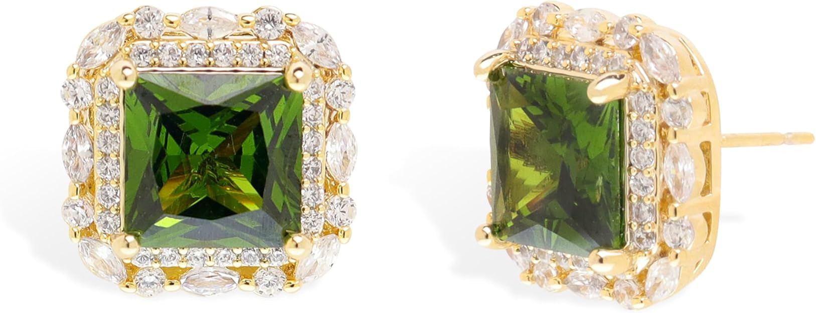 Sonateomber Gold Silver Square Cubic Zirconia Moissanite Stud Earrings for Women, Sparkly Multico... | Amazon (US)