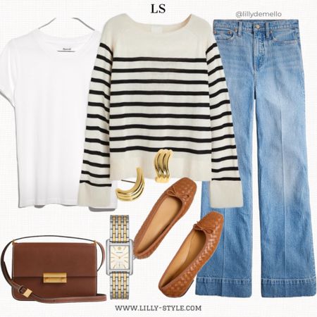 French Spring chic outfit with stripes, white wide leg and and flats. 


#LTKover40 #LTKstyletip #LTKSeasonal