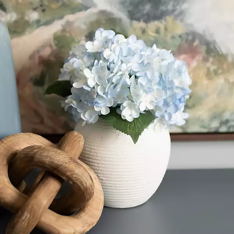 New! Blue Hydrangea Arrangement in White Vase | Kirklands