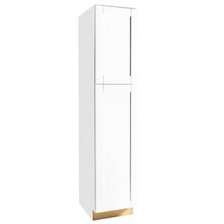 Hampton Bay Shaker Satin White Stock Assembled Pantry Kitchen Cabinet (18 in. x 84 in. x 24 in.)-... | The Home Depot
