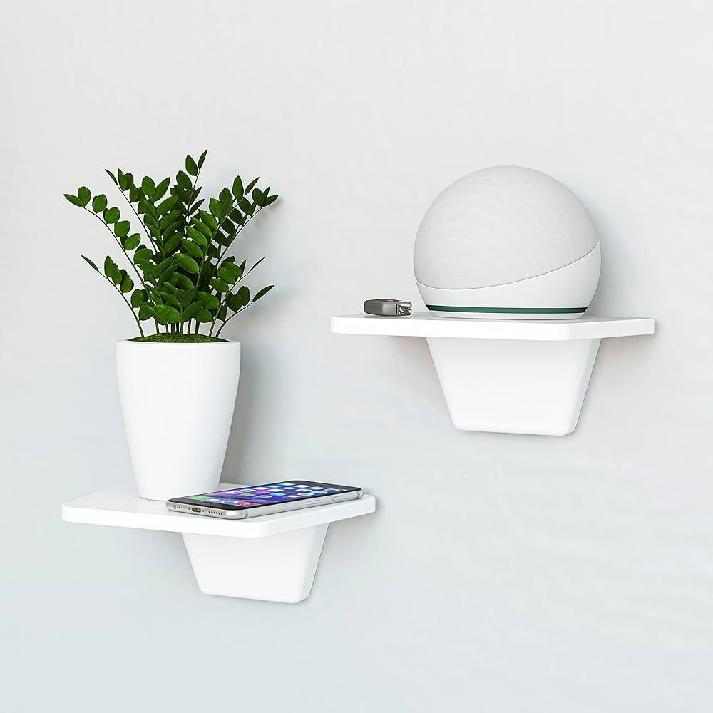 Fytz Design Small Floating Shelf Set of 2 - White Small Shelf for Wall with No Drill Shelf Option... | Amazon (US)