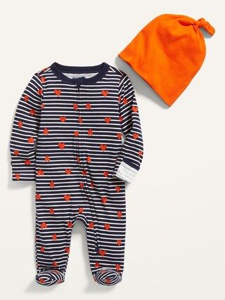 Unisex Sleep &#x26; Play Footed One-Piece and Beanie Set for Baby | Old Navy (US)