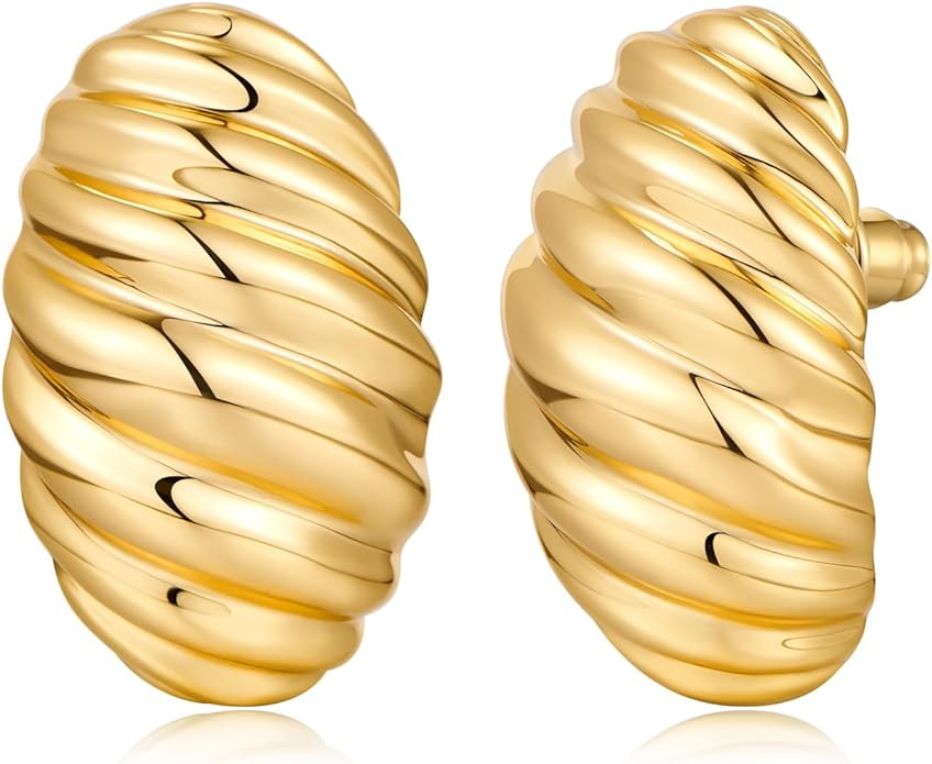 Polished Twisted Stud Earrings for Women Gold Silver Chunky Studs Earrings for Birthday Jewelry | Amazon (US)