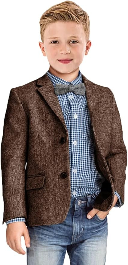 Boys Blazer Retro Herringbone Sport Coat Formal Tweed Patterned Classic Kids Jacket for Boy Weddi... | Amazon (US)