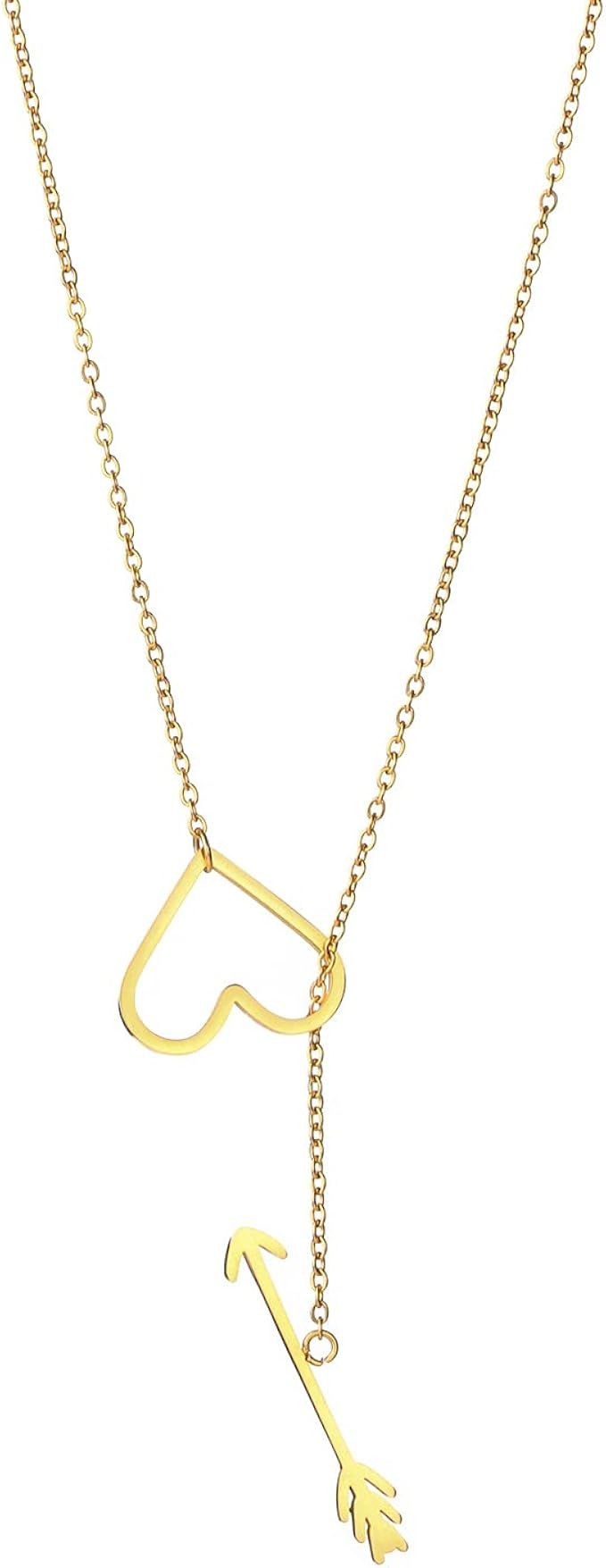 HEXALOVA Women's Y Necklaces Long Drop Necklaces for Women Fashion Jewelry Arrow Love Heart Frien... | Amazon (US)