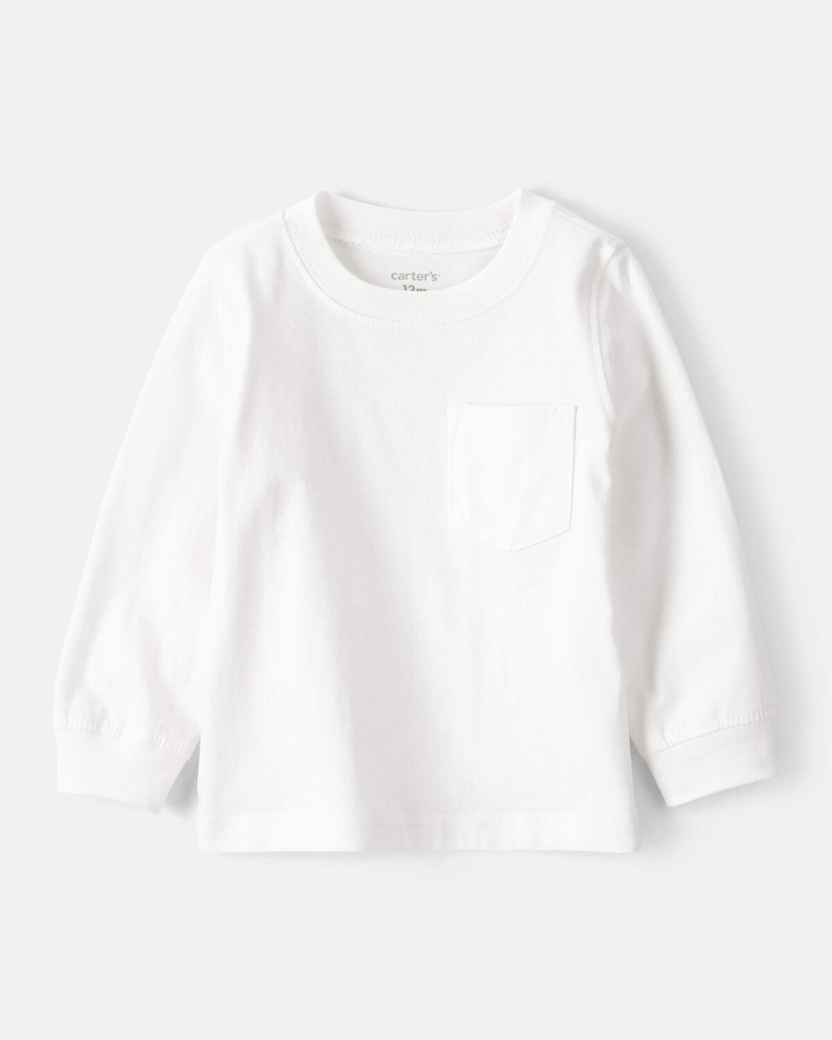 Baby Boy Long-Sleeve Pocket Tee - White | Carter's Inc