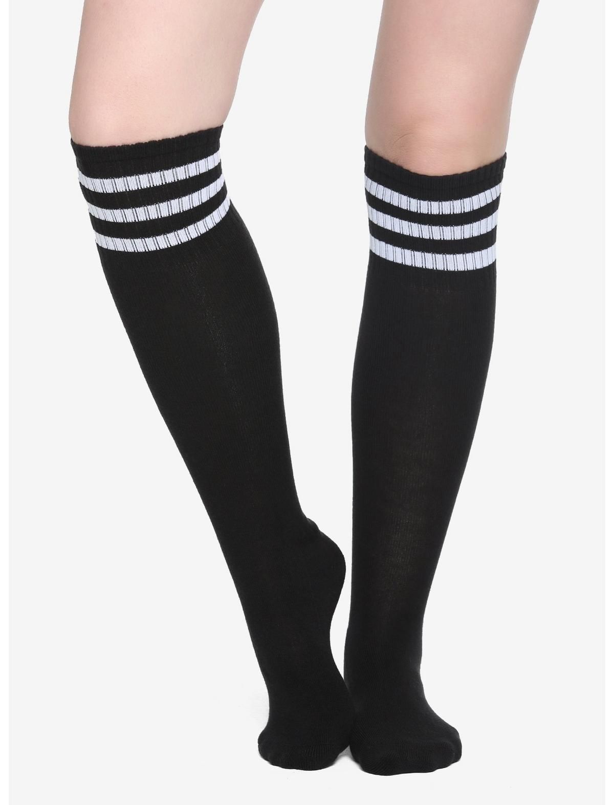 Black & White Cushioned Knee-High Socks | Hot Topic | Hot Topic