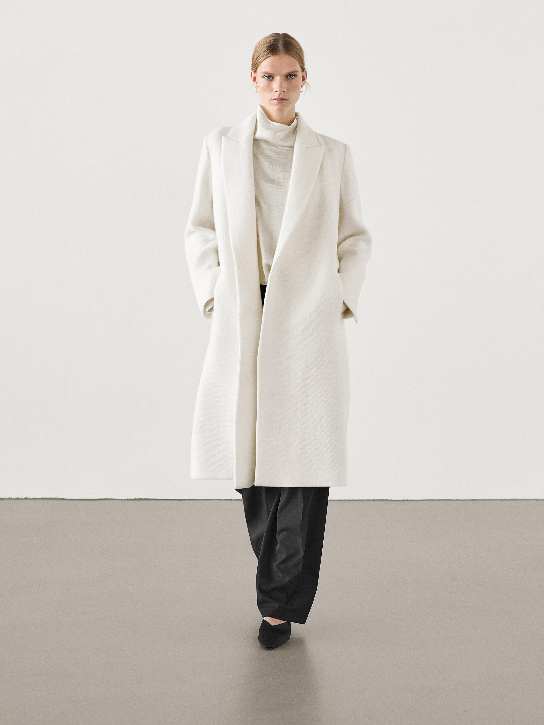 Textured wool blend coat | Massimo Dutti UK