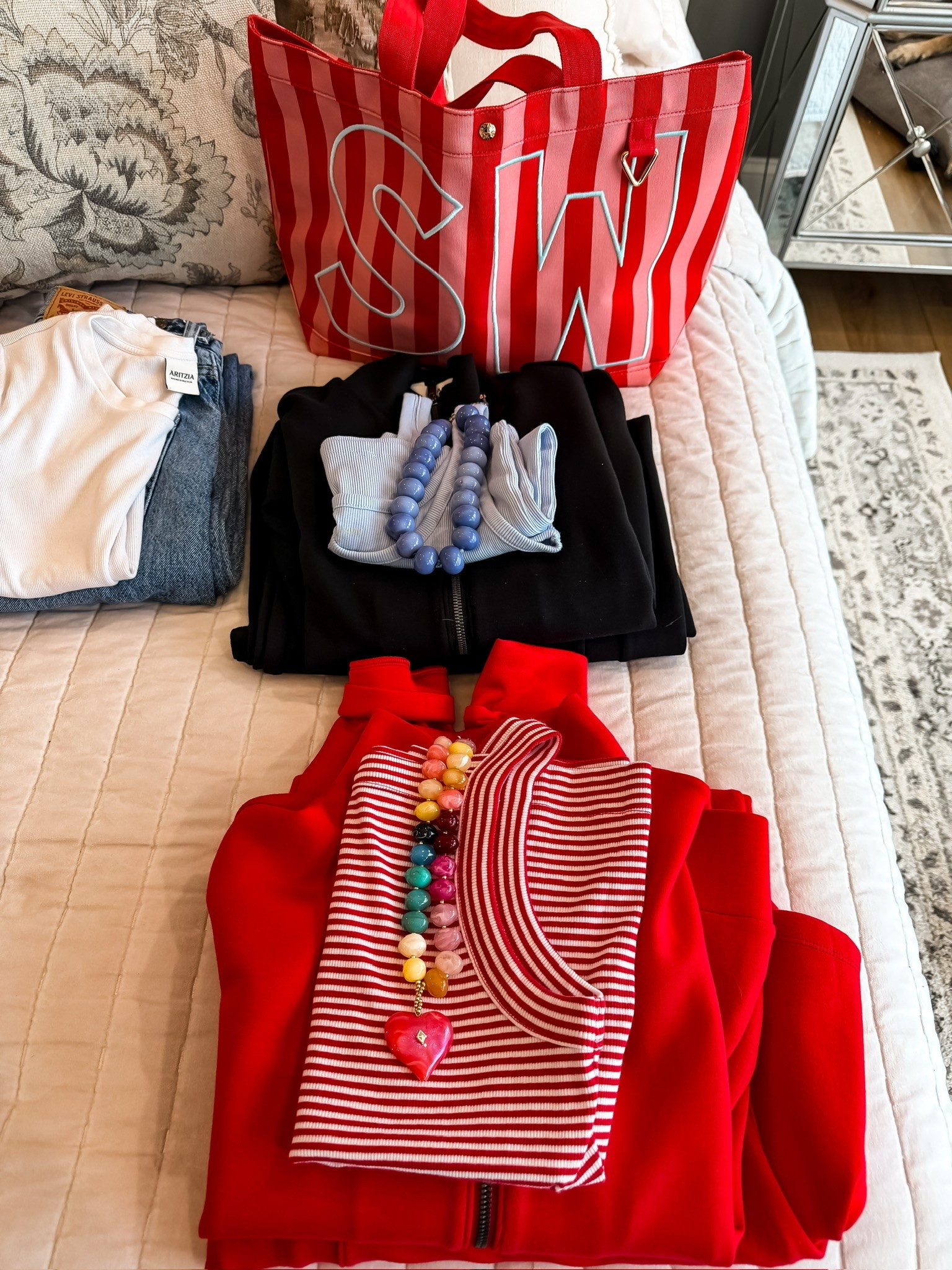 Packing for a summer getaway just got easier! These are the pieces making the cut this trip, from comfortable travel layers to colorful accessories that instantly elevate every outfit. The striped tote is the MVP for carrying all the essentials.

summer travel outfit, travel essentials, vacation style, striped tote bag, airport outfit, matching set, casual chic, colorful accessories, summer wardrobe, weekend getaway, vacation packing, travel fashion, outfit inspiration, themominstyle

#LTKootd #LTKTravel #LTKdayinmylife