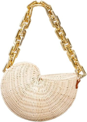 Women's small funny beach handmade retro woven shell conch shaped handbag | Amazon (US)