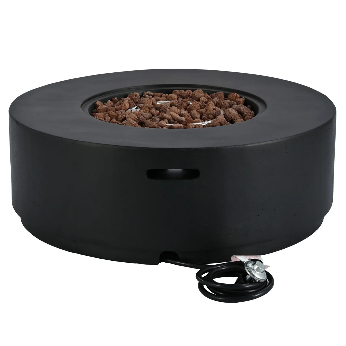 Outdoor Propane Fire Pit - 38.2" Round With Faux Stone Finish, Outside Fire Pit Table With 50000 ... | Wayfair North America