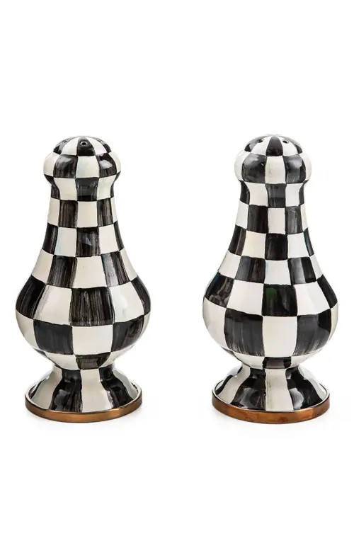 MACKENZIE CHILDS Courtly Check® Enamel Large Salt & Pepper Shaker Set at Nordstrom | Nordstrom