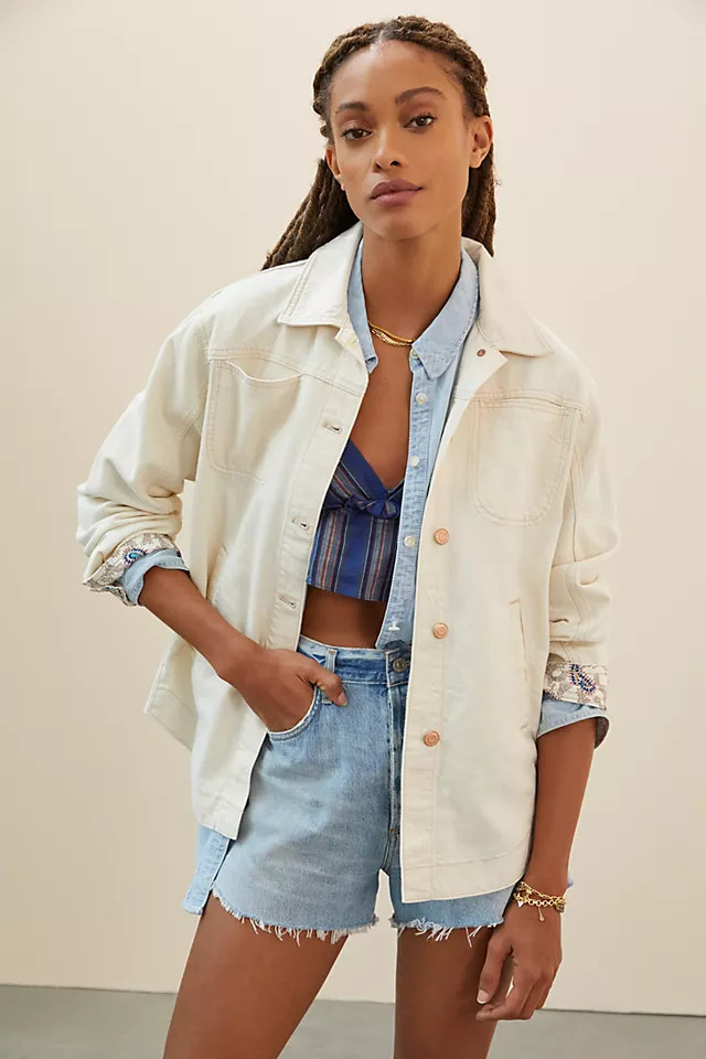 Pilcro Draped Denim Shirt Jacket | Anthropologie (US)