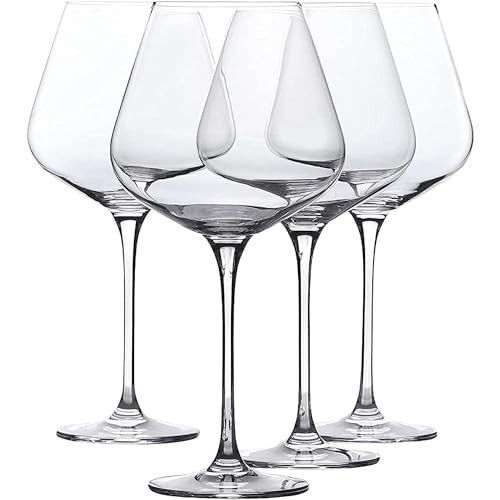 WHOLE HOUSEWARES | Wine Glasses Set of 4 | Hand Blown Italian Style Crystal Clear Glass with Stem | Red Wine Glasses Lead-Free Premium glasses as gift sets (25 oz) | Amazon (US)