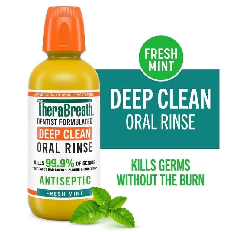 TheraBreath Deep Clean Mouthwash, Alcohol Free, Fresh Mint, 16 fl oz | Walmart (US)