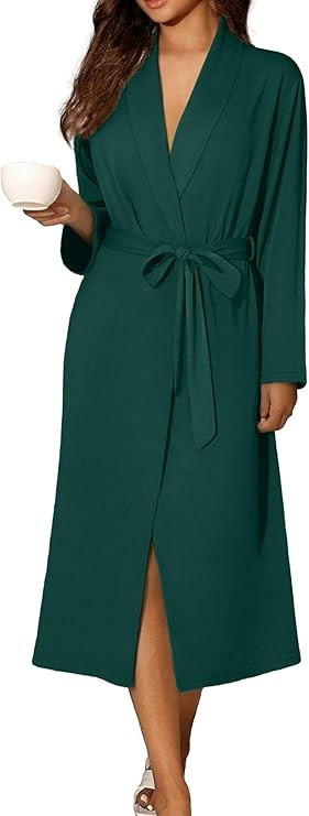 Ekouaer Robes for Women Long Sleeve Knit Kimono Bathrobe Soft Lightweight Loungewear Ladies Cotto... | Amazon (US)