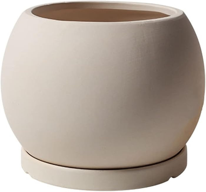 Planters Simple Round Ceramic Planter Succulent Plant Breathable Stoneware Pot with Tray Breathab... | Amazon (US)