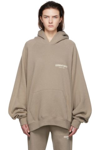Taupe Cotton Hoodie | SSENSE
