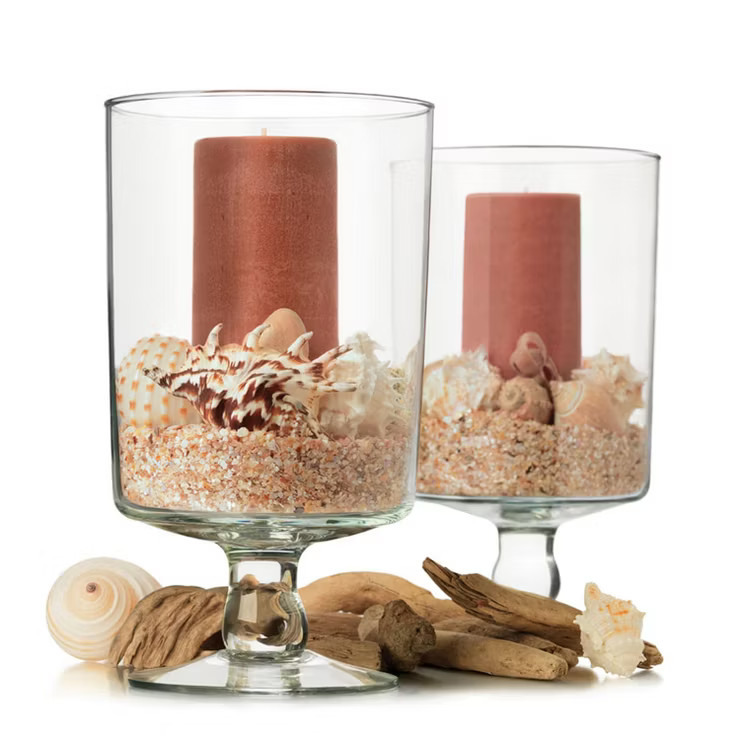 Libbey Harbor Pillar Glass Pedestal Vase, 11-inch Tall, Set of 2 | Target