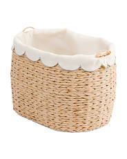 Paper Cord Oval Laundry Bin With Scalloped Fold Over Liner | TJ Maxx