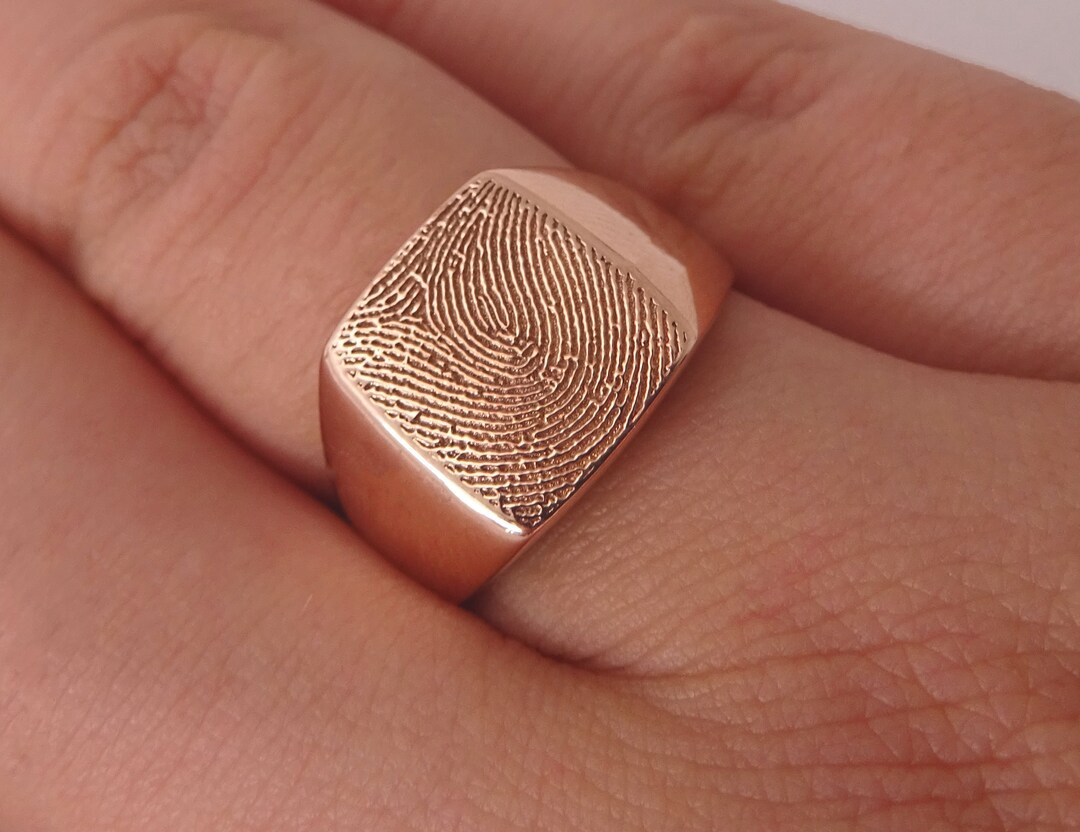 Solid Gold Fingerprint Ring Handcrafted Minimalist Jewelry - Etsy | Etsy (US)