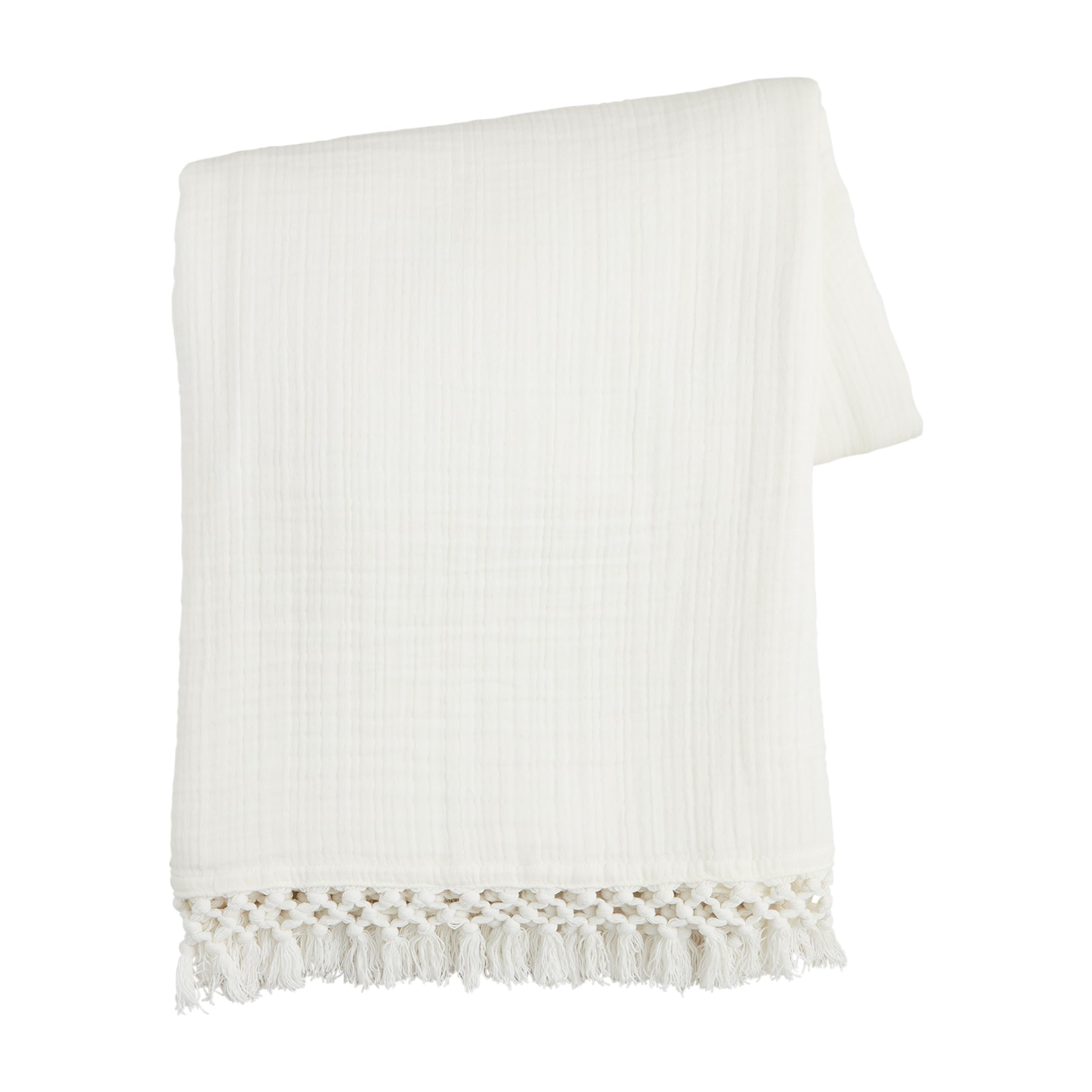 Mud Pie Cream Macrame Muslin Throw; 60" x 50" | Amazon (US)