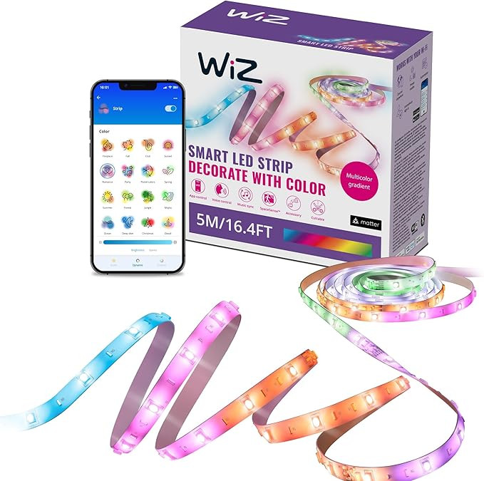 WiZ Connected 16.4 ft LED Light Strip - Flowing Multicolor LED Color-Changing Light Strip For You... | Amazon (US)