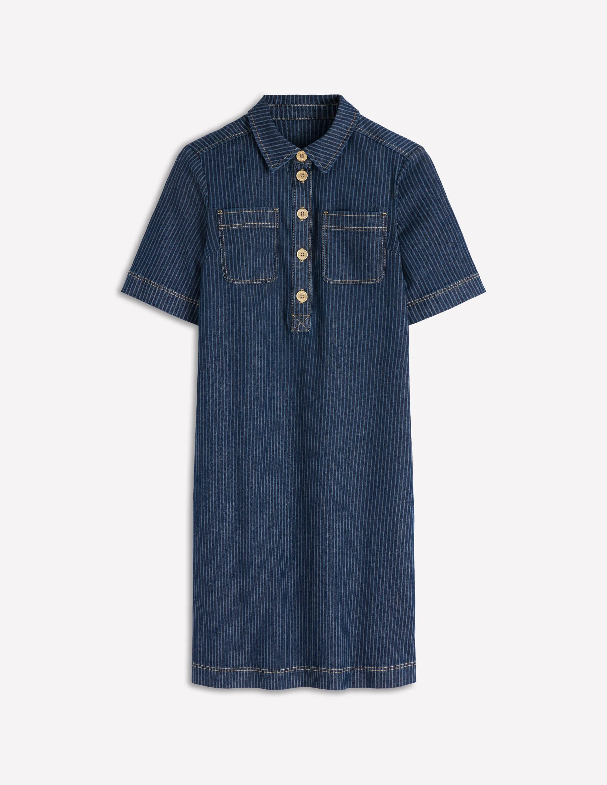 Zia Denim Pocket Shift Dress-Indigo Stripe | Boden (US)