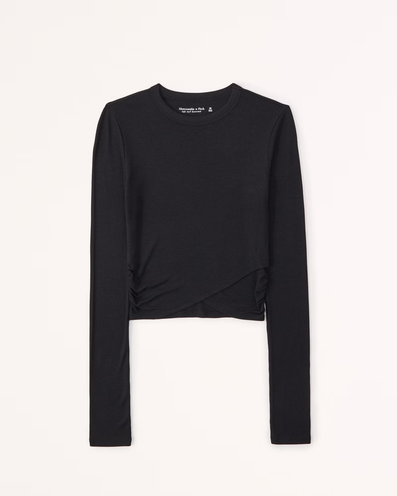 Long-Sleeve Draped Waist Top | Abercrombie & Fitch (US)
