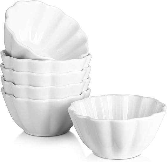 DOWAN Ramekins 4 oz Oven Safe, Creme Brulee Ramekins, Flower-Shaped Porcelain Ramekins for Baking... | Amazon (US)