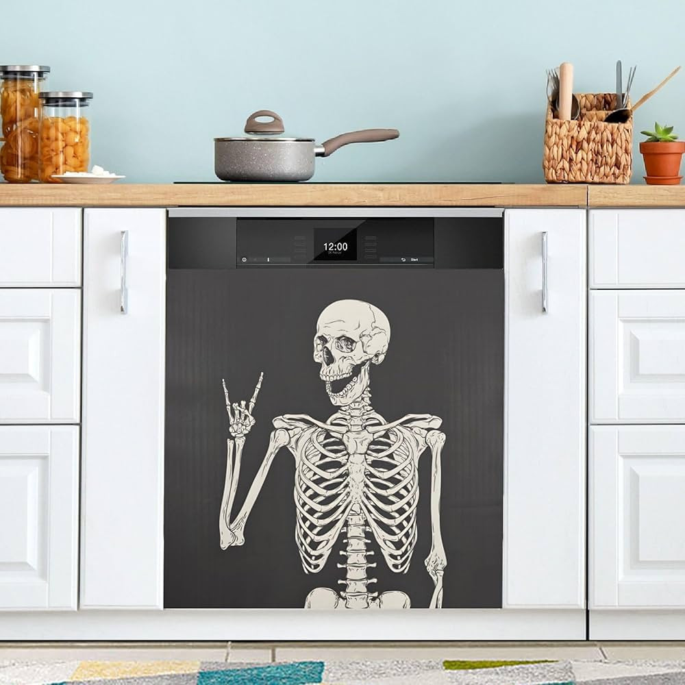 Dishwasher Magnet Cover Front Door Halloween Skeleton Skull Decorative Refrigerator Covers Magnet... | Amazon (US)