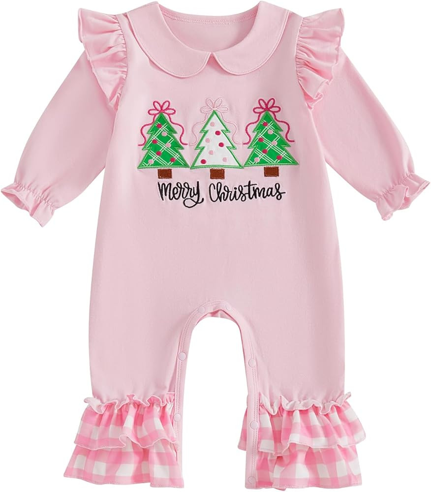 Amazon.com: My First Christmas Baby Girl Outfit Santa Xmas Tree Long Sleeve Romper Jumpsuit Onesi... | Amazon (US)