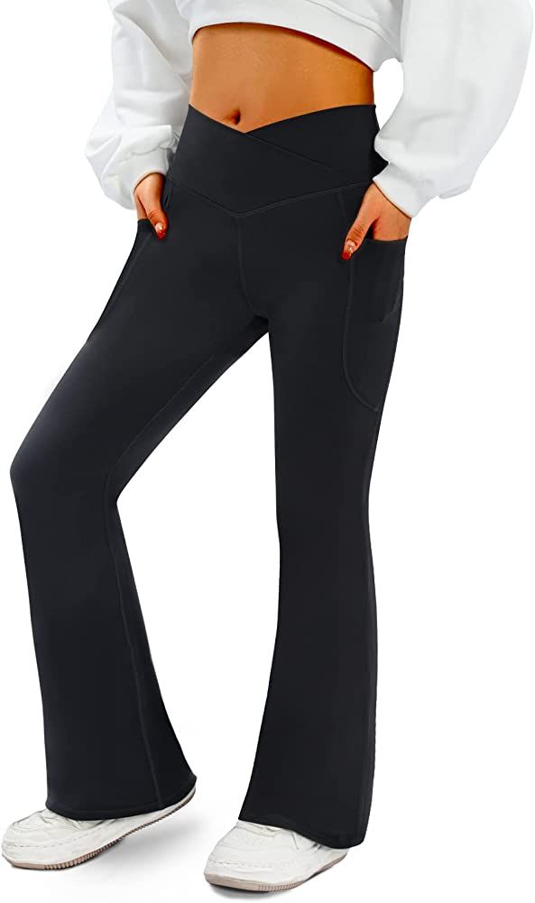 COPYLEAF Women's Flare Yoga Pants with Pockets-V Crossover High Waisted Bootcut Yoga Leggings-Fla... | Amazon (US)