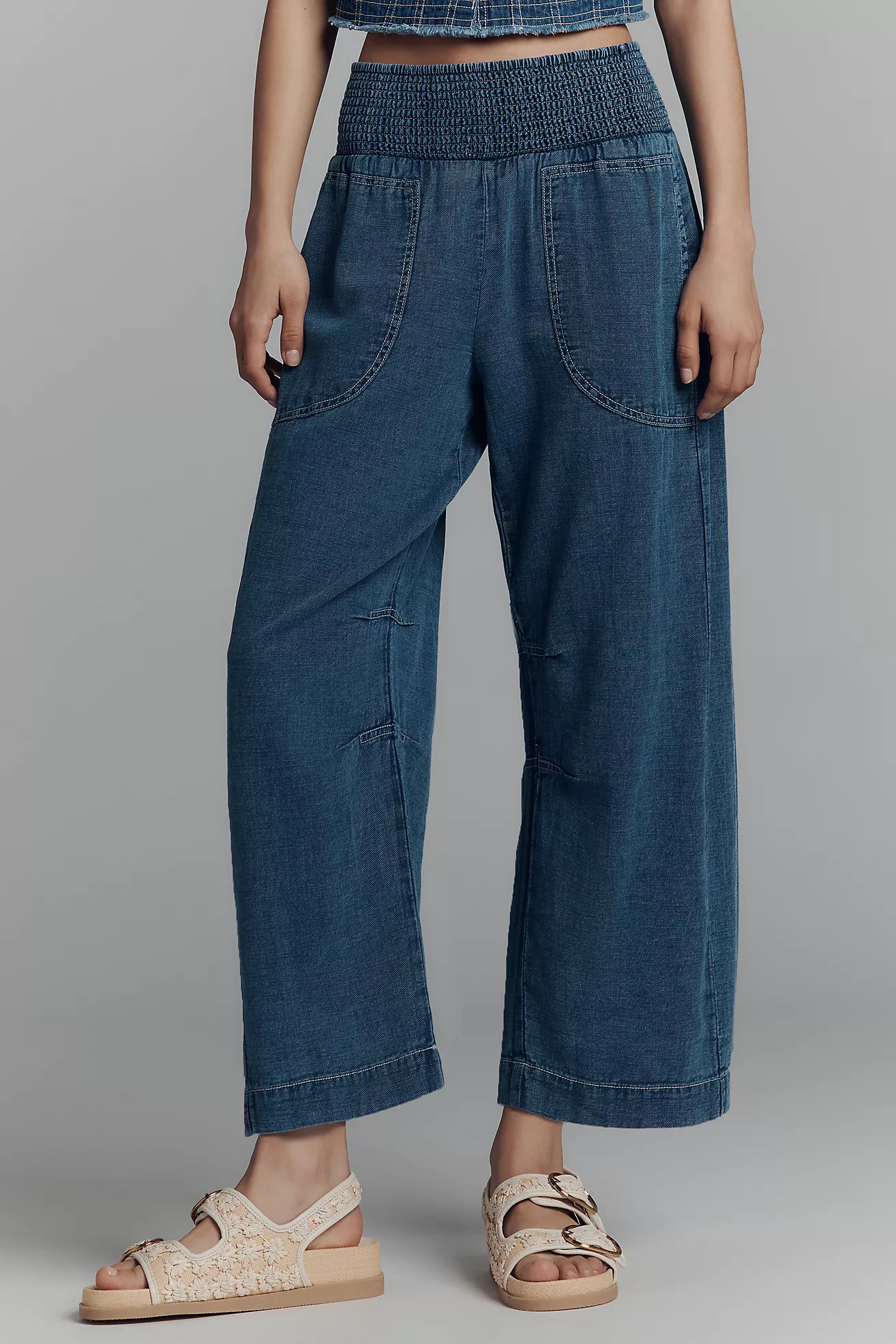 The Reese Smocked Pull-On Barrel Pants: Denim Edition | Anthropologie (US)