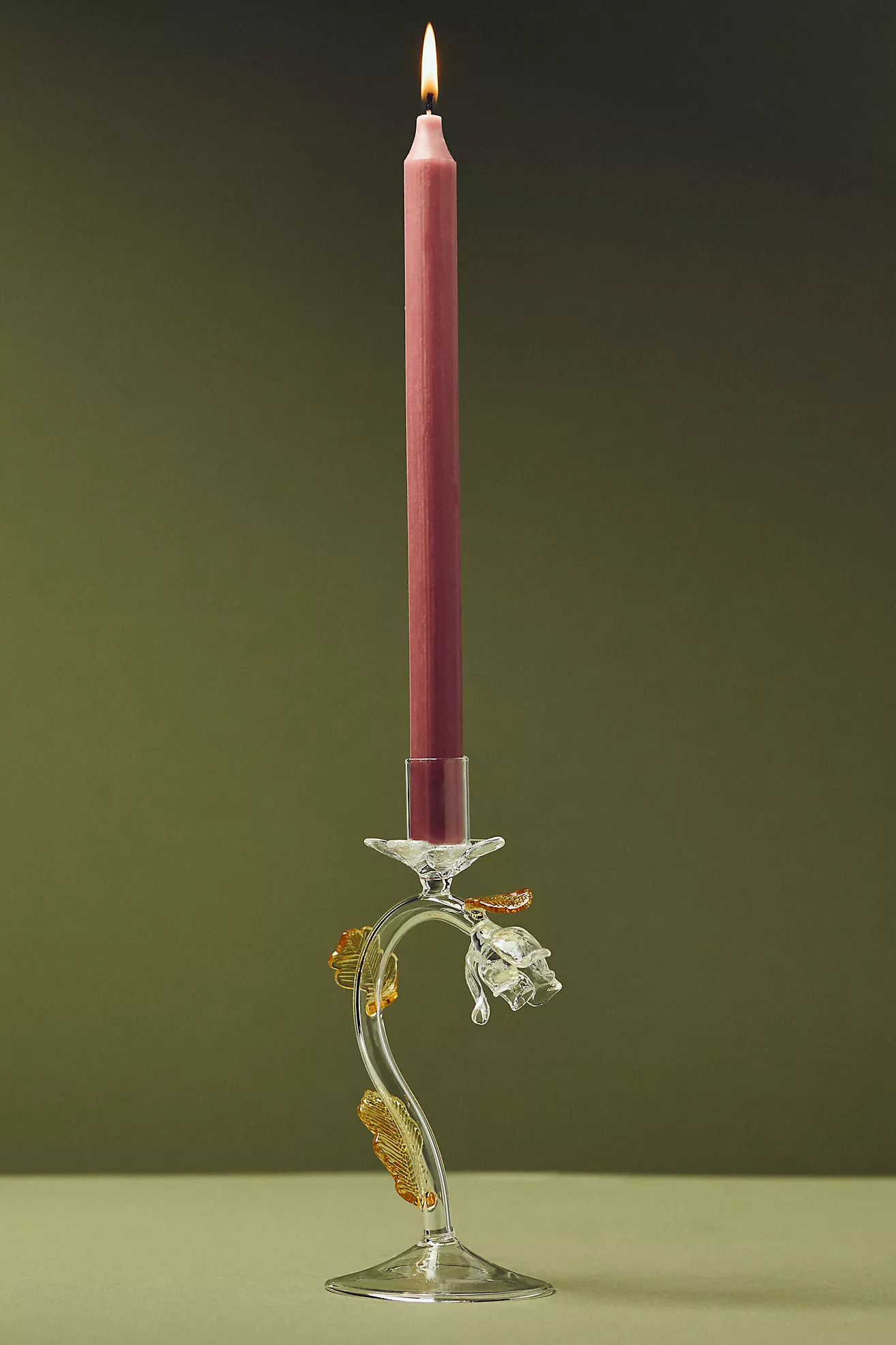 Amber Clear Floral Candle Holder | Anthropologie (US)